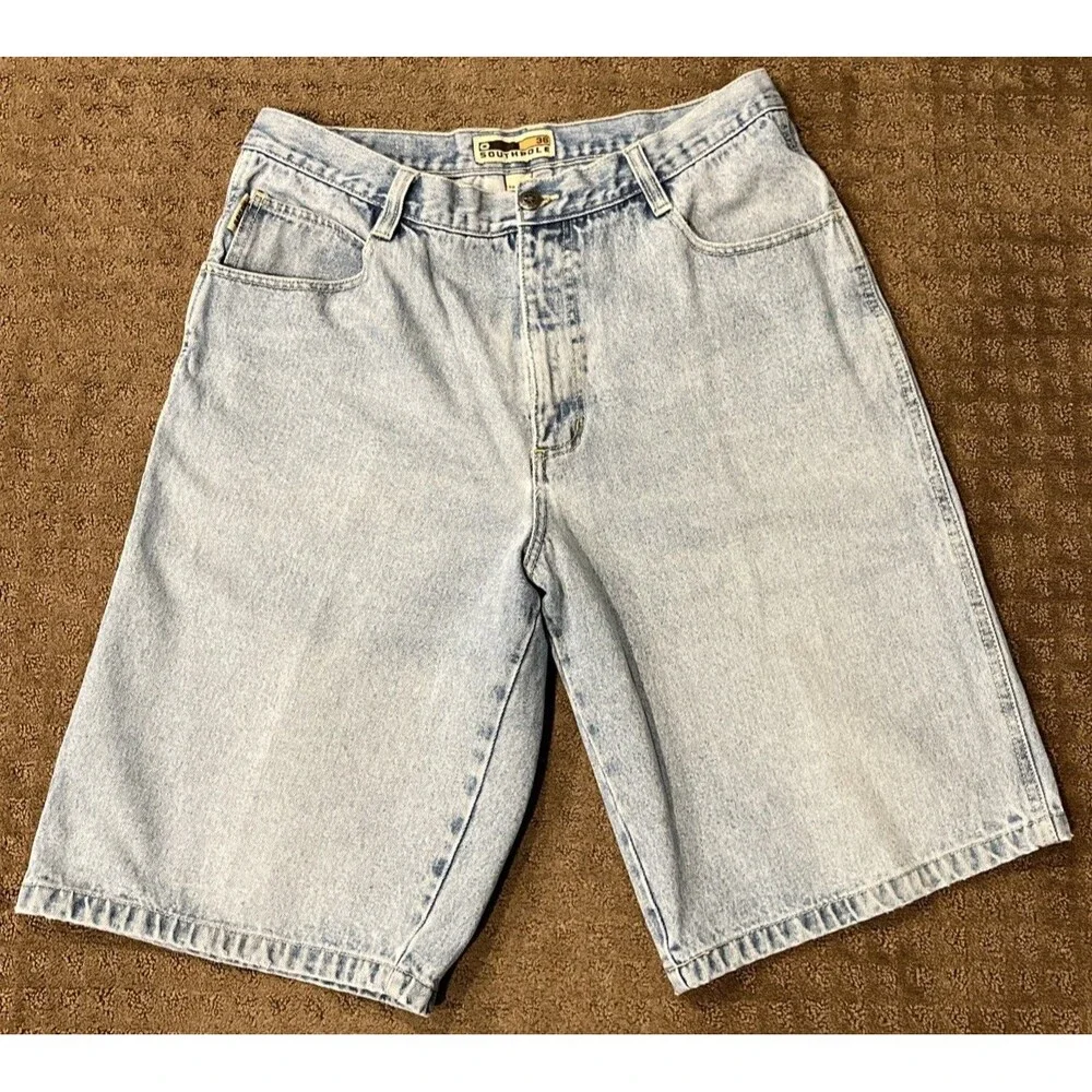 Vintage Y2K South Pole Denim Shorts Jorts Baggy Light Wash Faded Men’s Size 36